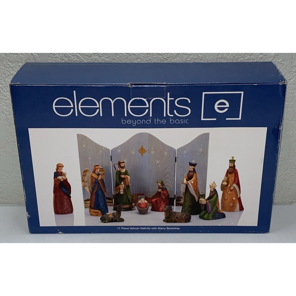 Elements Beyond The Basic 11 Piece Vatican Nativity With Starry Backdrop NEW